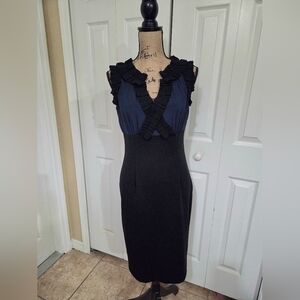 Jessica Howard Black and Navy Ruffle Dress Size 8